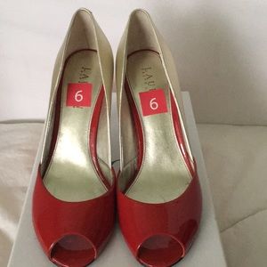 ** New Size 6 Ralph Lauren Red/Gold Heels